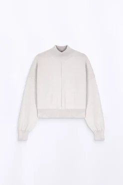 Pulls & Cardigans*Gertrude Pull En Maille Court Col Cheminee Anais Ciment