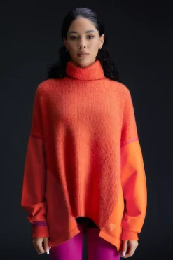 Pulls & Cardigans*Gertrude Pull Long Asymetrique Bi-Matiere Isadora Orange