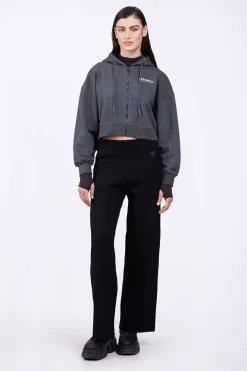 Sweatshirts & Hoodies*Gertrude Sweat A Capuche Cropped Amina Charcoal Chine