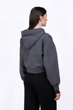 Sweatshirts & Hoodies*Gertrude Sweat A Capuche Cropped Amina Charcoal Chine
