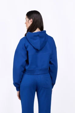 Sweatshirts & Hoodies*Gertrude Sweat A Capuche Cropped Amina Worker Blue