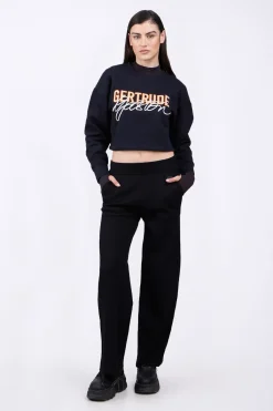 Sweatshirts & Hoodies*Gertrude Sweat Col Rond Cropped Brode Maggy Black