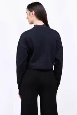 Sweatshirts & Hoodies*Gertrude Sweat Col Rond Cropped Brode Maggy Black
