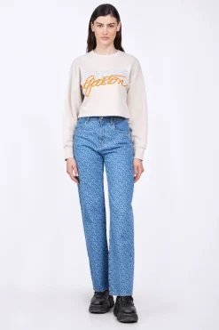 Sweatshirts & Hoodies*Gertrude Sweat Col Rond Cropped Brode Maggy Ciment