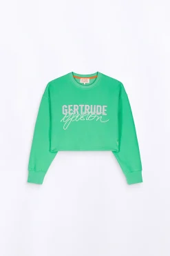 Sweatshirts & Hoodies*Gertrude Sweat Col Rond Cropped Brode Maggy Opaline