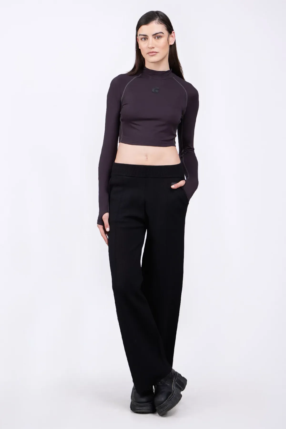 T-Shirts*Gertrude T-Shirt Col Montant Cropped Celine Black