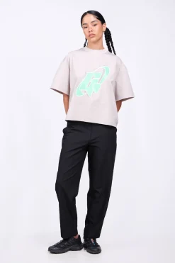 T-Shirts*Gertrude T-Shirt Col Rond Imprime A La Poitrine Suzon Ciment
