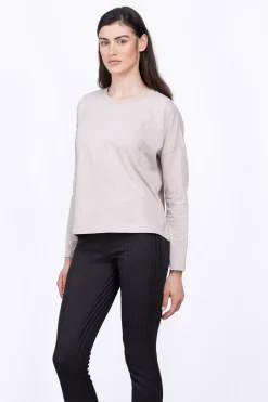 T-Shirts*Gertrude T-Shirt Col Rond Uni Coupe Droite Violette Ciment