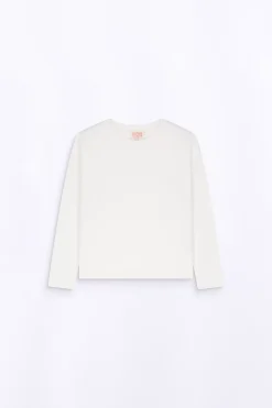 T-Shirts*Gertrude T-Shirt Col Rond Uni Coupe Droite Violette Optic White