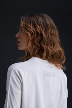 T-Shirts*Gertrude T-Shirt Col Rond Uni Coupe Droite Violette Optic White