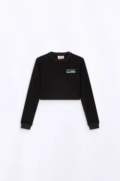 T-Shirts*Gertrude T-Shirt Cropped Col Rond Eden Black