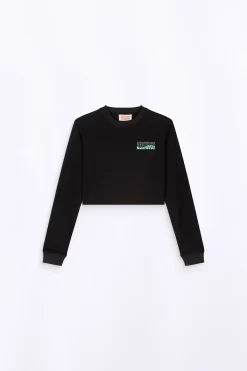 T-Shirts*Gertrude T-Shirt Cropped Col Rond Eden Black