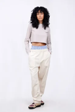 T-Shirts*Gertrude T-Shirt Cropped Col Rond Eden Ciment