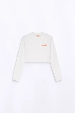 T-Shirts*Gertrude T-Shirt Cropped Col Rond Eden Optic White