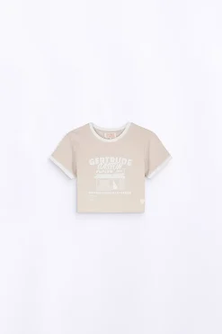 T-Shirts*Gertrude T-Shirt Cropped Imprime Renata Ciment