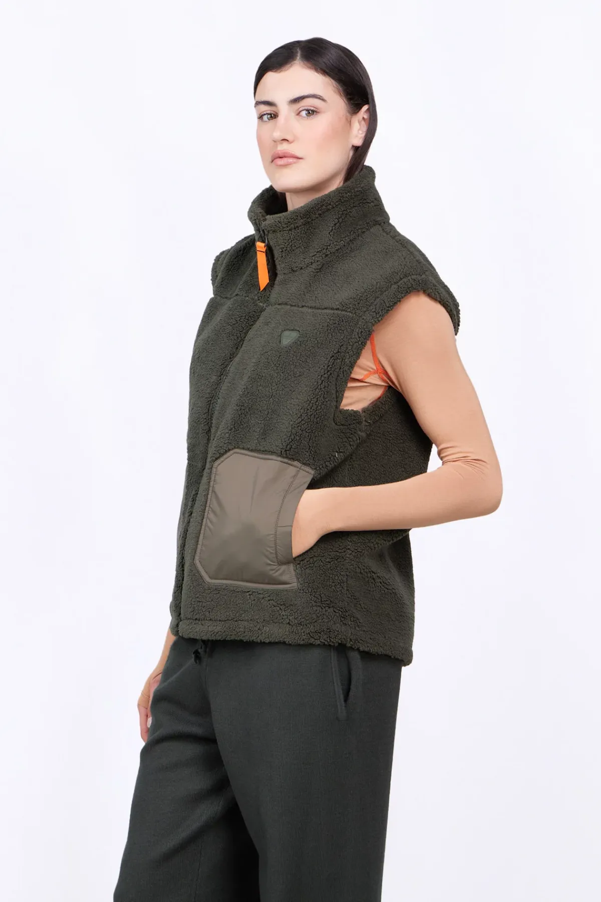 Vestes & Surchemises*Gertrude Veste Sans Manches Bi-Matiere Bakary Light Kaki