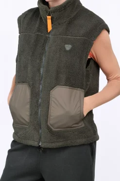 Vestes & Surchemises*Gertrude Veste Sans Manches Bi-Matiere Bakary Light Kaki