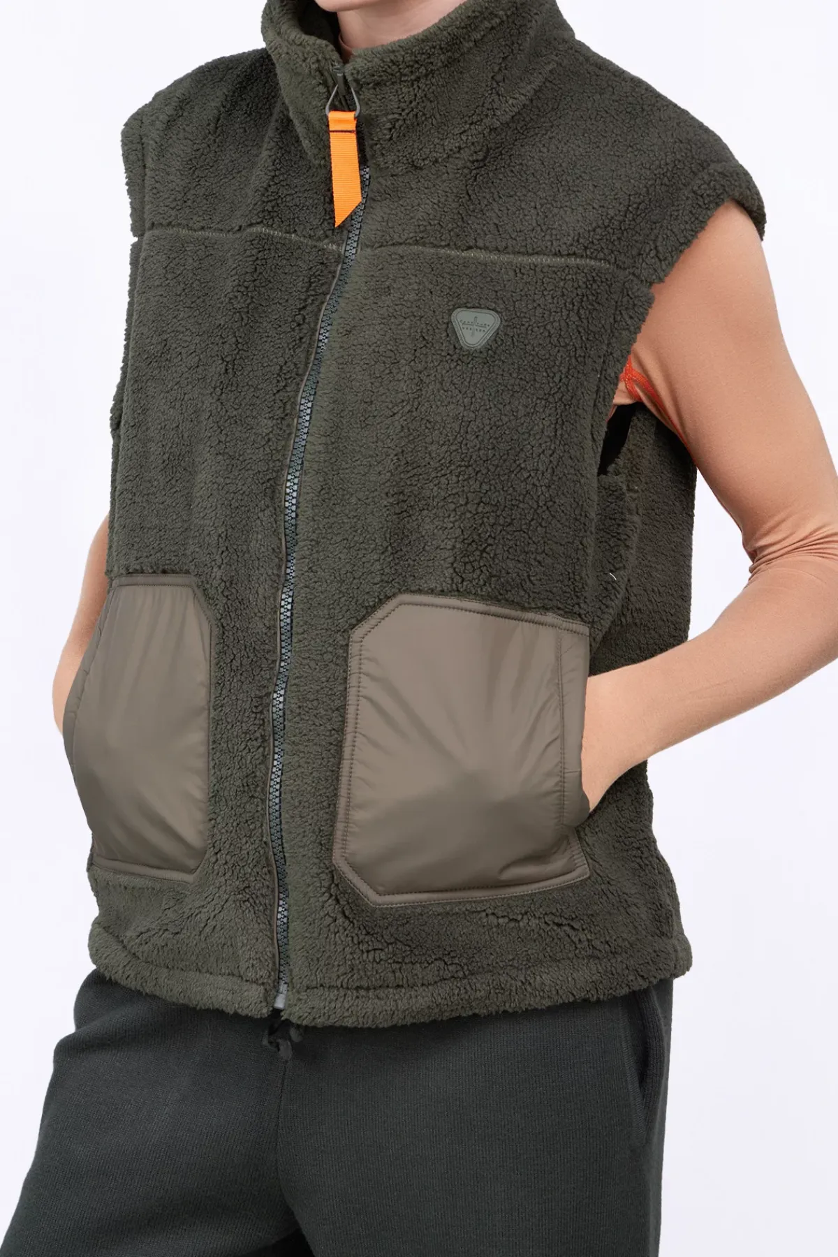 Vestes & Surchemises*Gertrude Veste Sans Manches Bi-Matiere Bakary Light Kaki